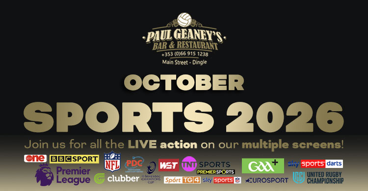 March 2026 Line Up at Paul Geaney's Bar & Restaurant Dingle Wild Atlantic Way