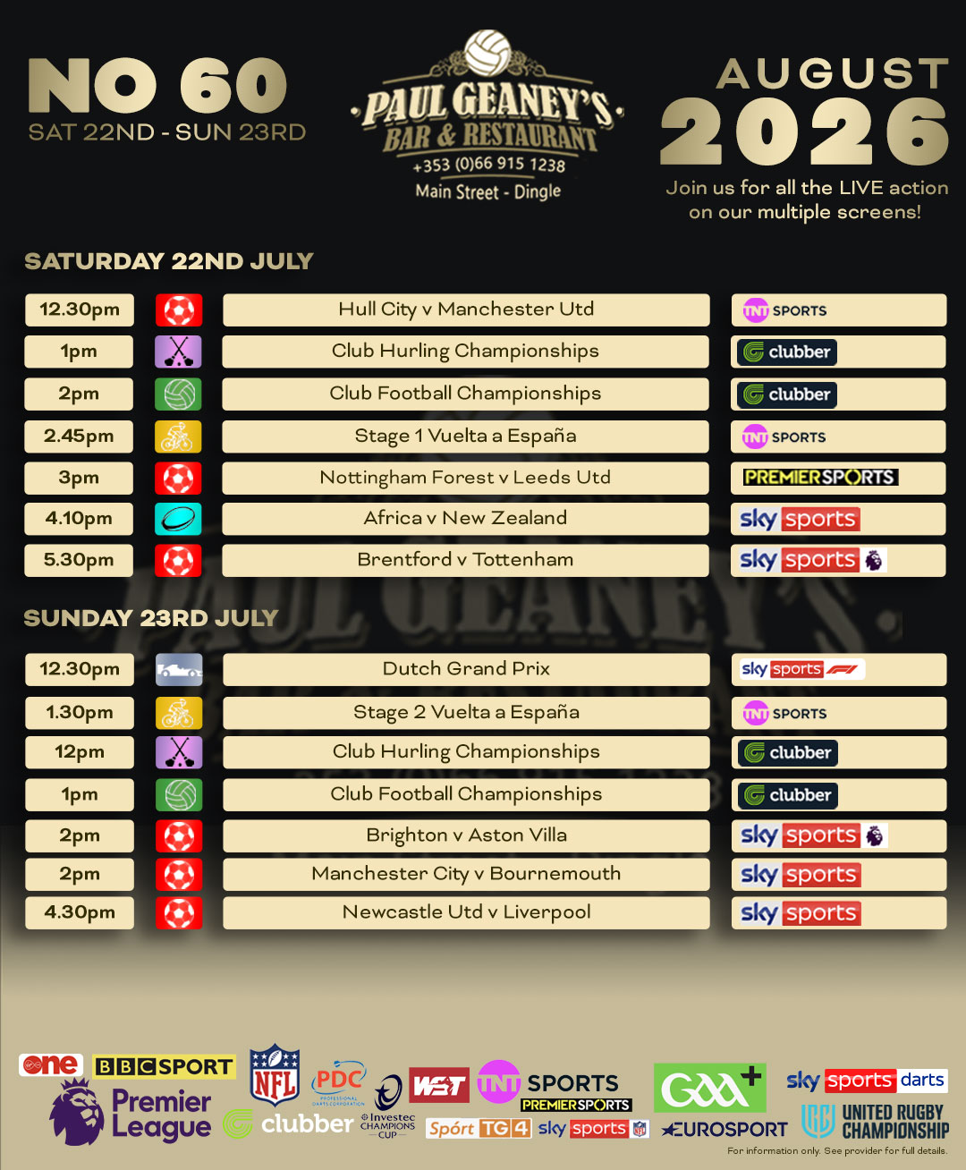 Sports Fixtures.