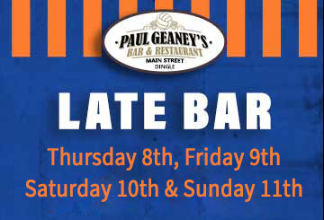 Paul Geaney's Bar & Restaurant Dingle Wild Atlantic Way August Late Bar